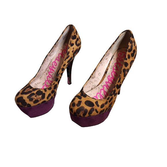 Betsey Johnson Leopard Print Heels with Purple Accents - Picture 4 of 12
